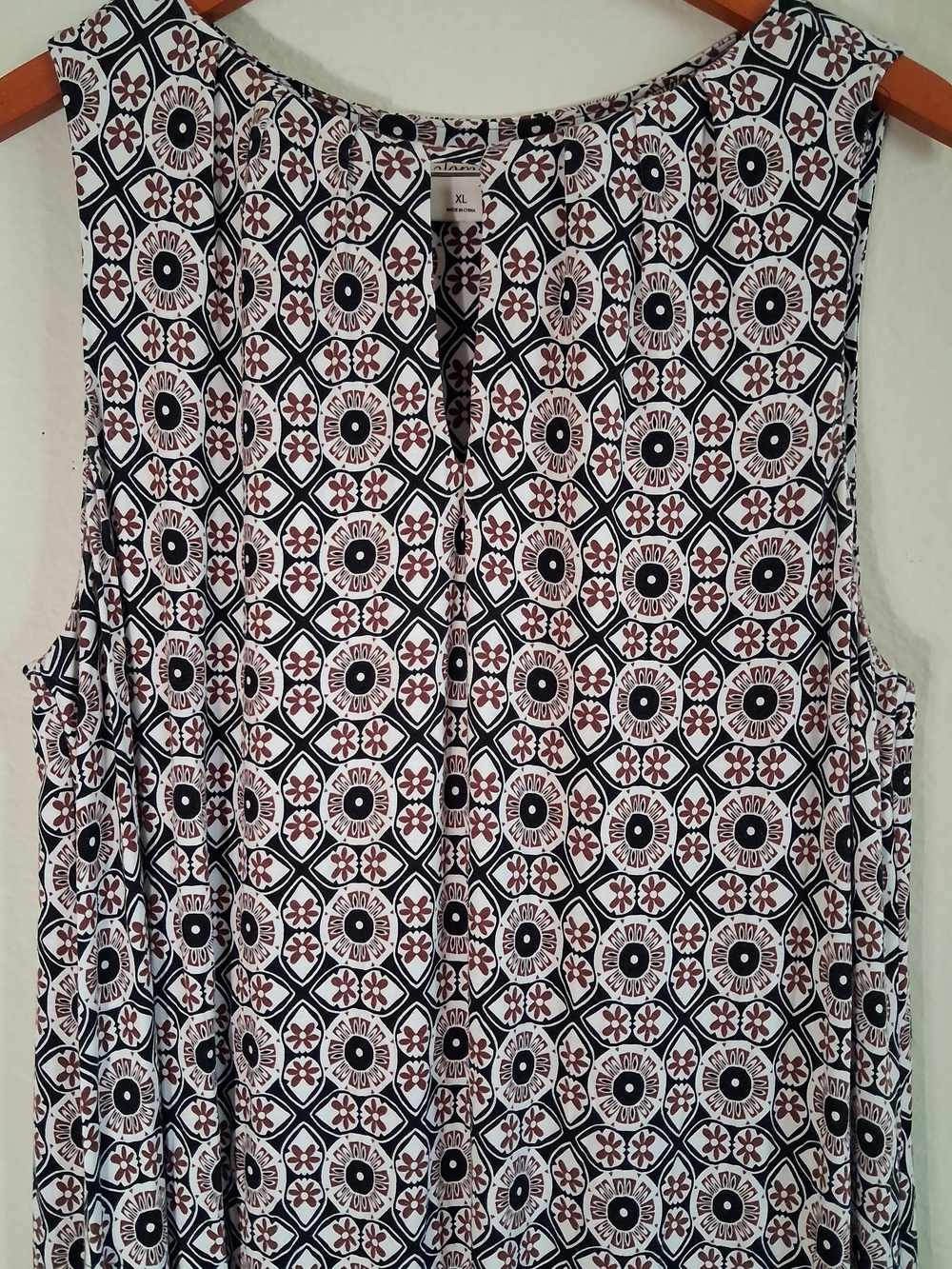 Soma Sleeveless Geometric Print Maxi Dress - White, Black & Brown
